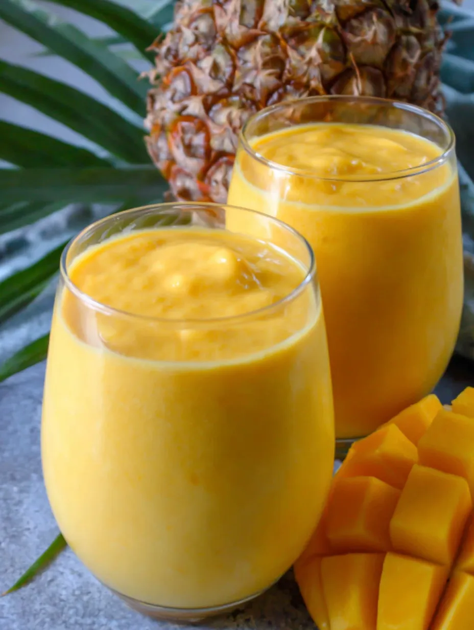Two glasses of McDonald's Mango Smoothie.