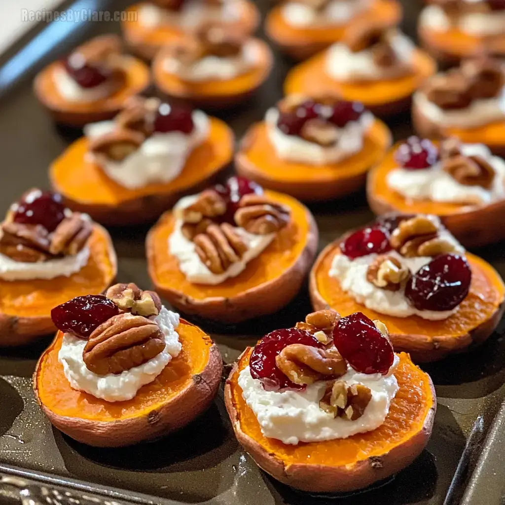 Sweet Potato Bites with Goat Cheese and Pecans