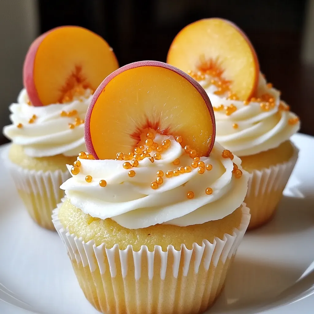 Fluffy Cupcakes with Peach and Honey