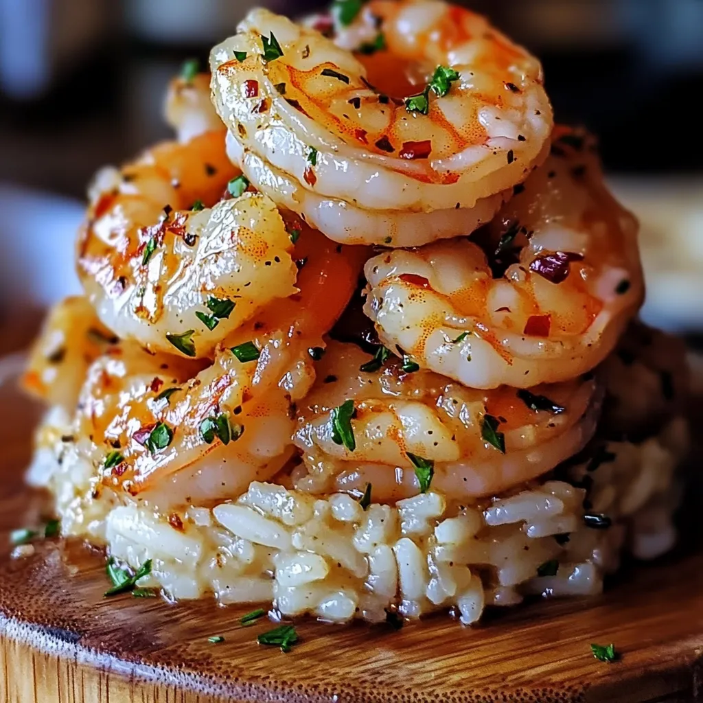 Garlic Butter Shrimp and Rice Stack Recipe