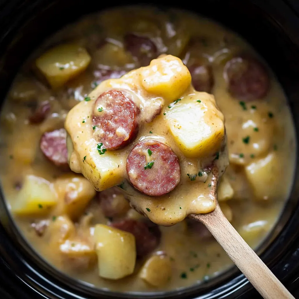 Cheesy Kielbasa with Potatoes in a Slow Cooker