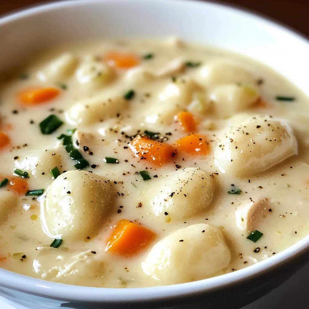 Comforting Creamy Chicken Gnocchi Soup Bowl