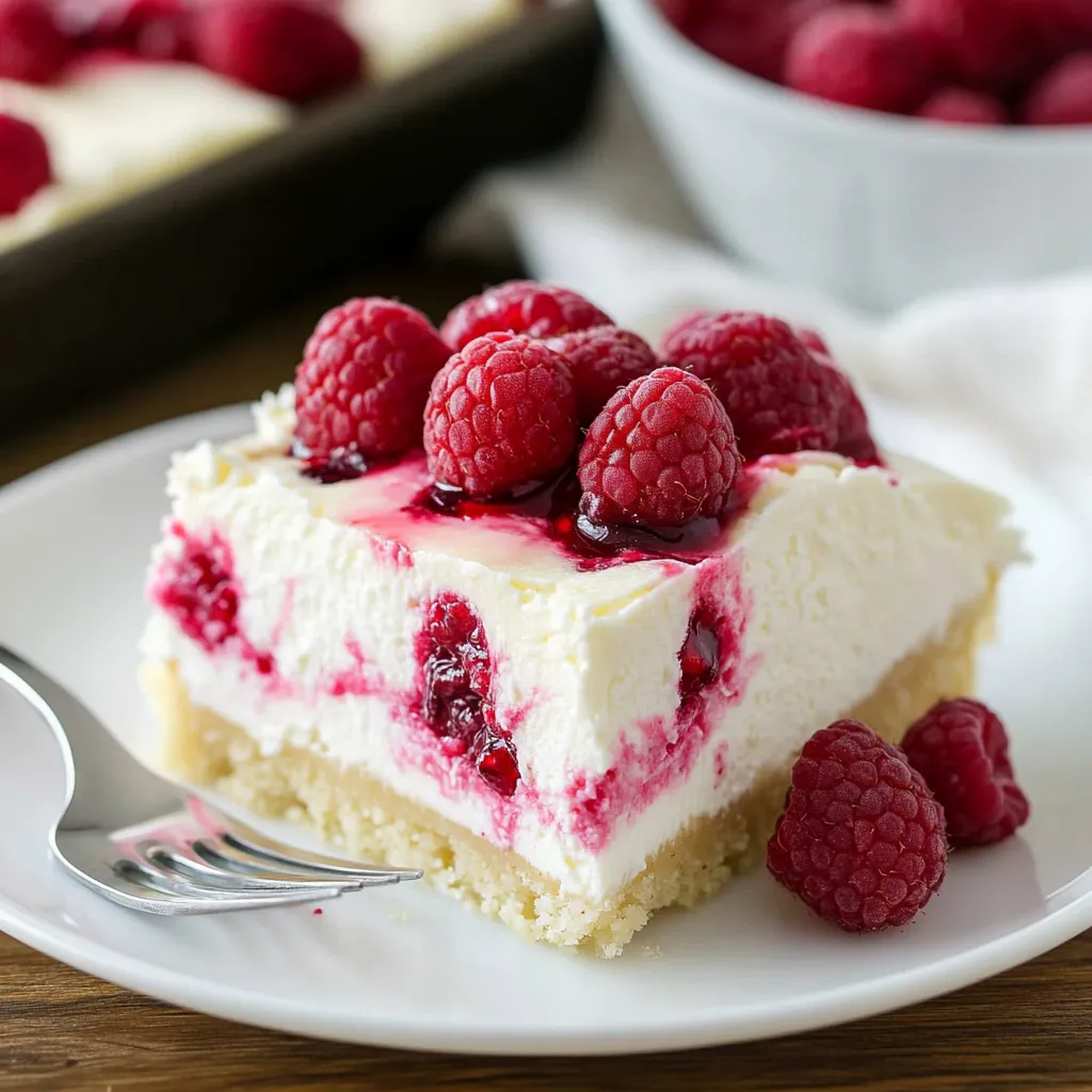 Close-up of White Chocolate Raspberry Poke Cake
