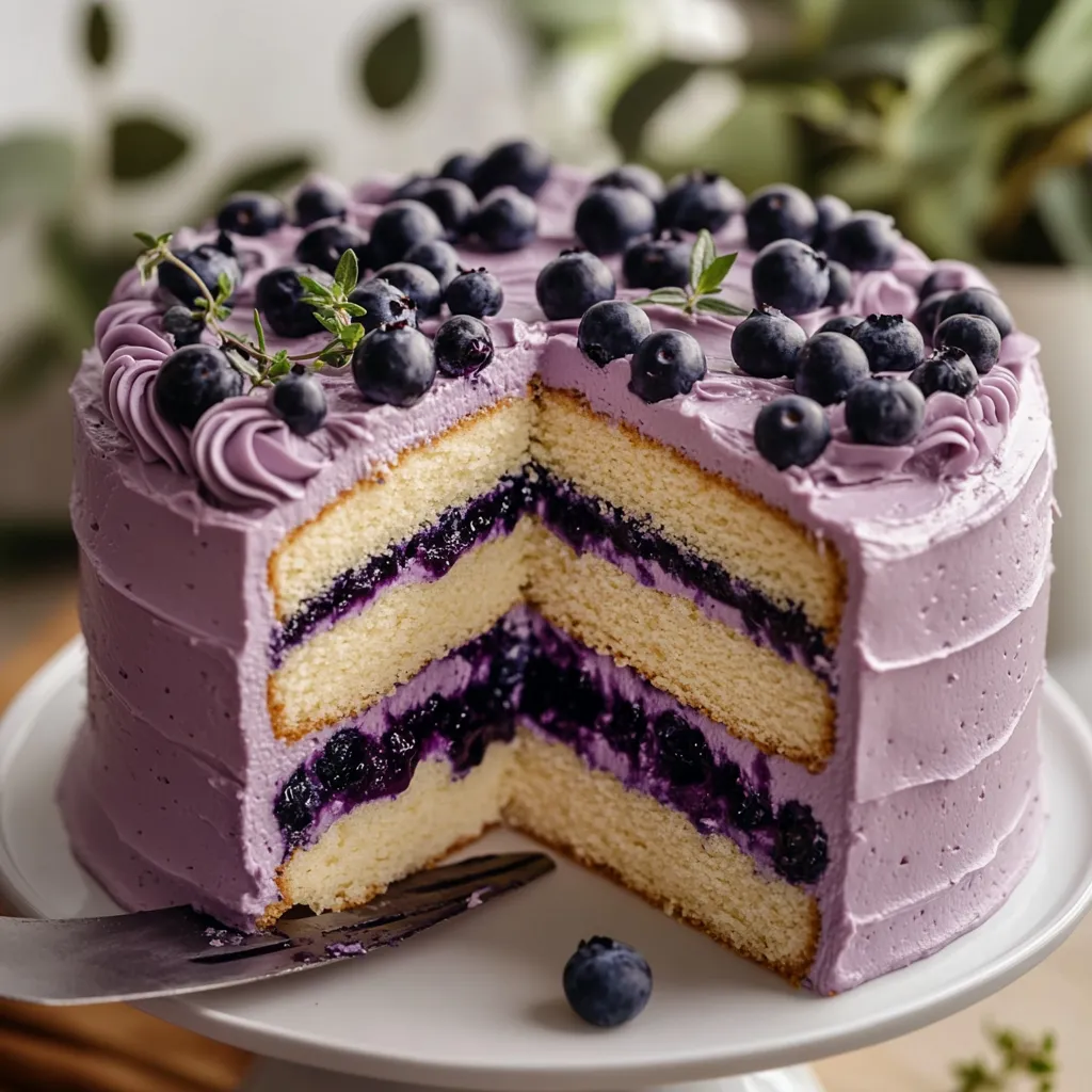 Close-up Blueberry Chiffon Cake