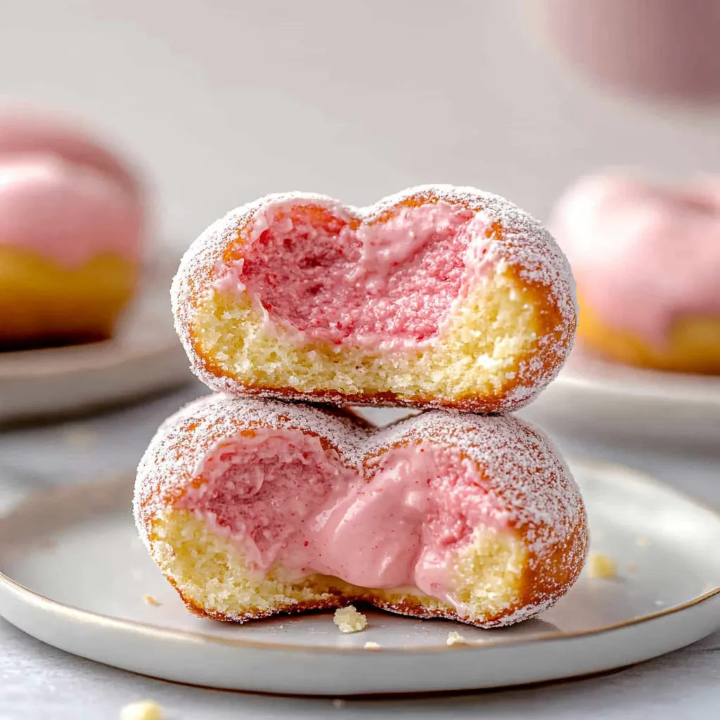 Heart Shaped Donuts with Strawberry Filling