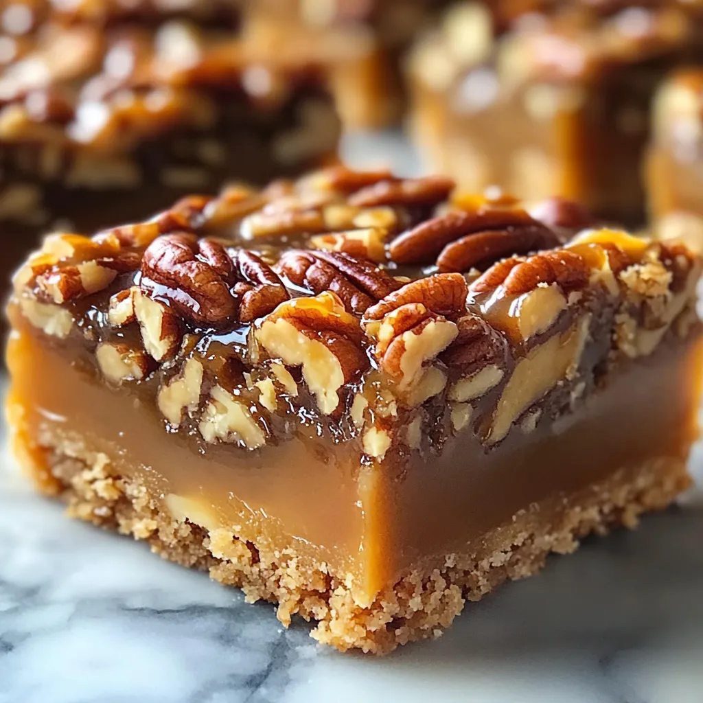 Chewy caramel bars with pecans