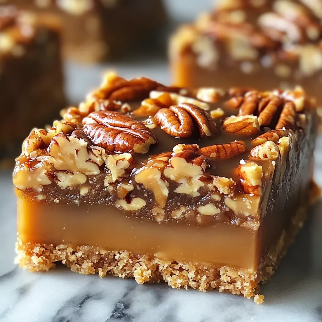 Caramel Pecan Dream Bars Closeup