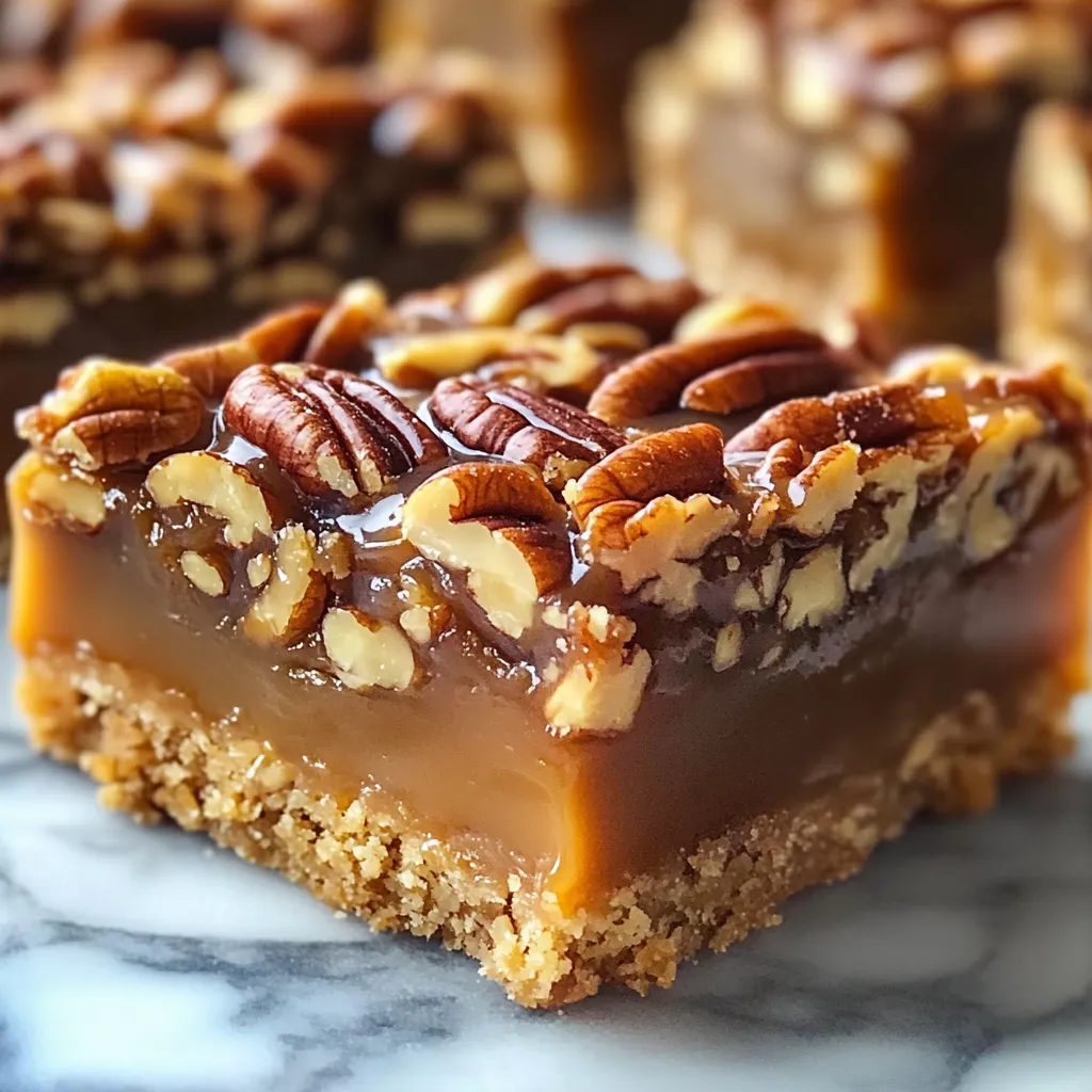 Caramel Pecan Bars Close Up