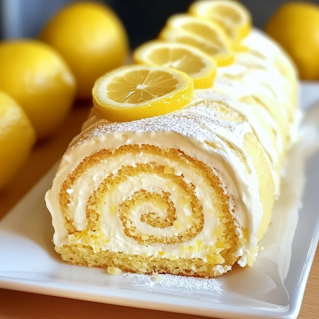 Fluffy Lemon Cream Roll Dessert