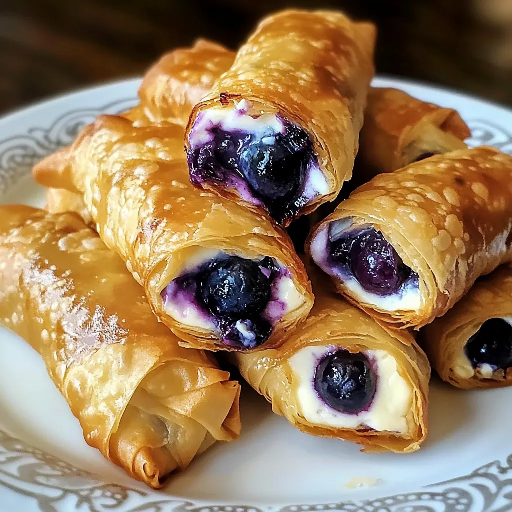 Close-up Blueberry Cream Cheese Egg Rolls