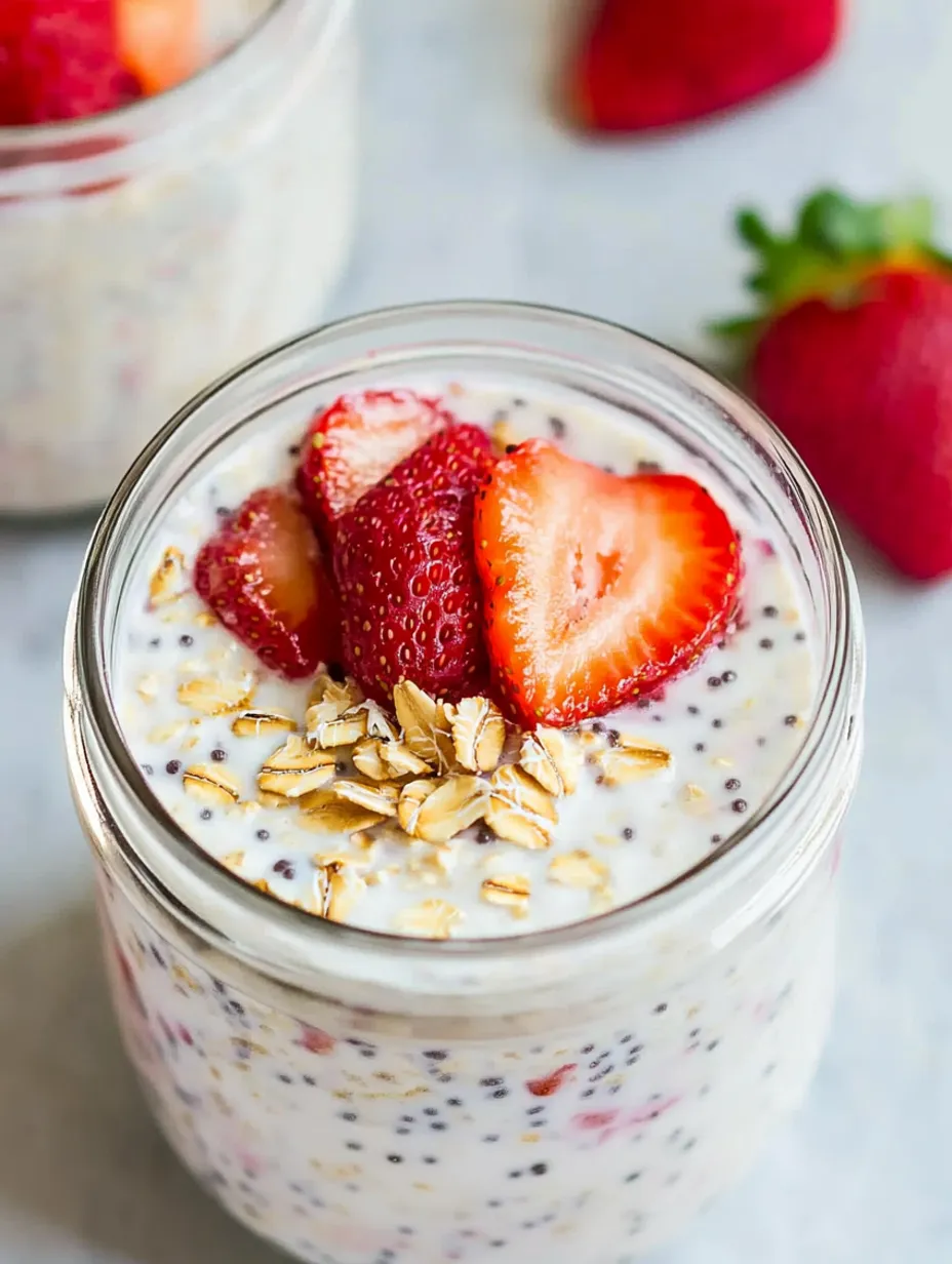 Protein Strawberry Cheesecake Overnight Oats Recipe