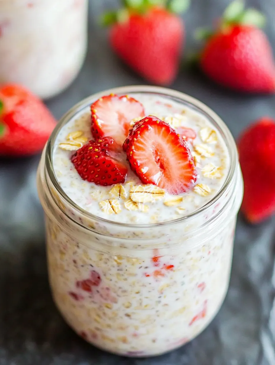 Easy Protein Strawberry Cheesecake Overnight Oats Recipe