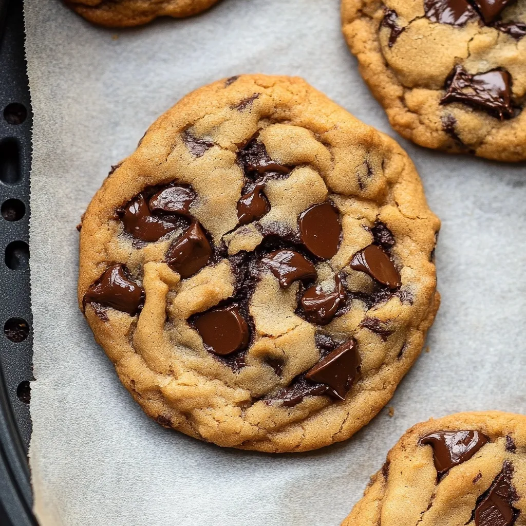 Freshly made air fryer chocolate chip cookies