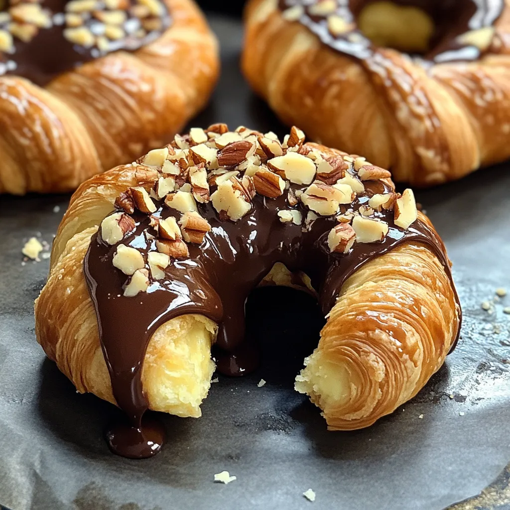 Croissants Filled with Vanilla Custard and Topped with Chocolate Ganache