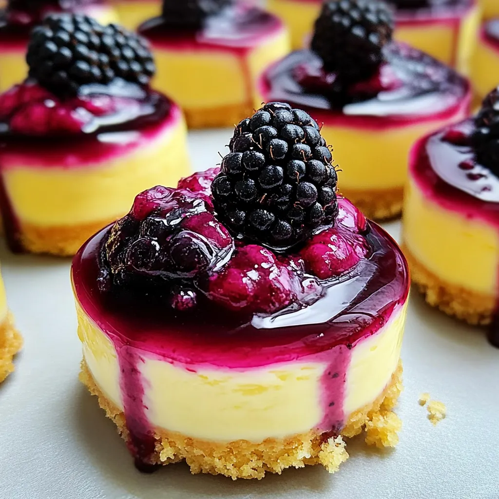 Lemon raspberry blackberry mini cheesecakes