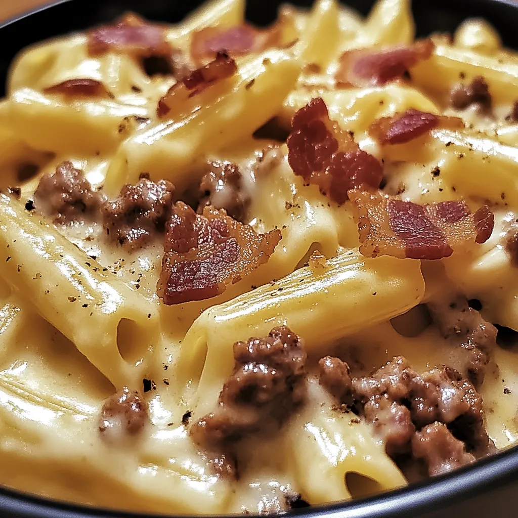 Loaded Bacon Cheeseburger Alfredo Pasta Recipe