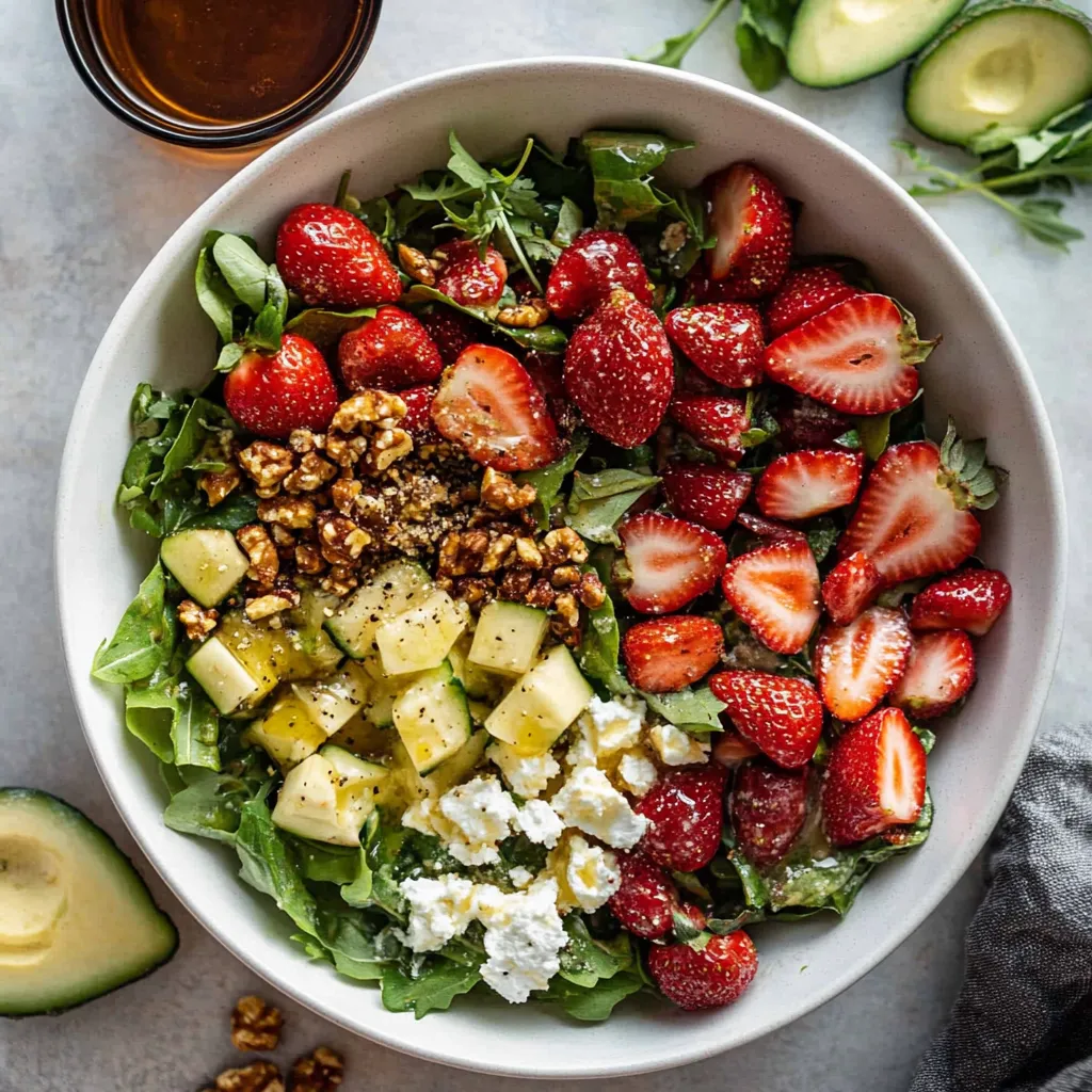 A bowl of strawberry crunch salad.