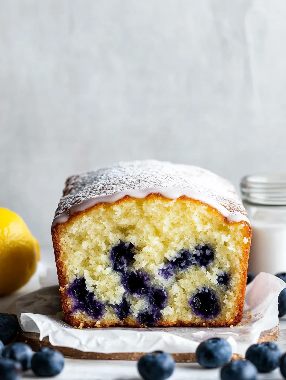 A slice of lemon blueberry pound cake.