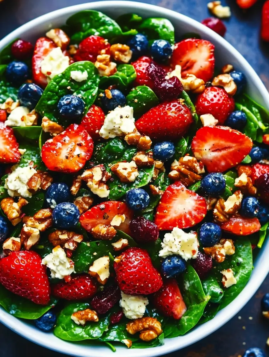 A bowl of a 15-minute strawberry spinach salad.