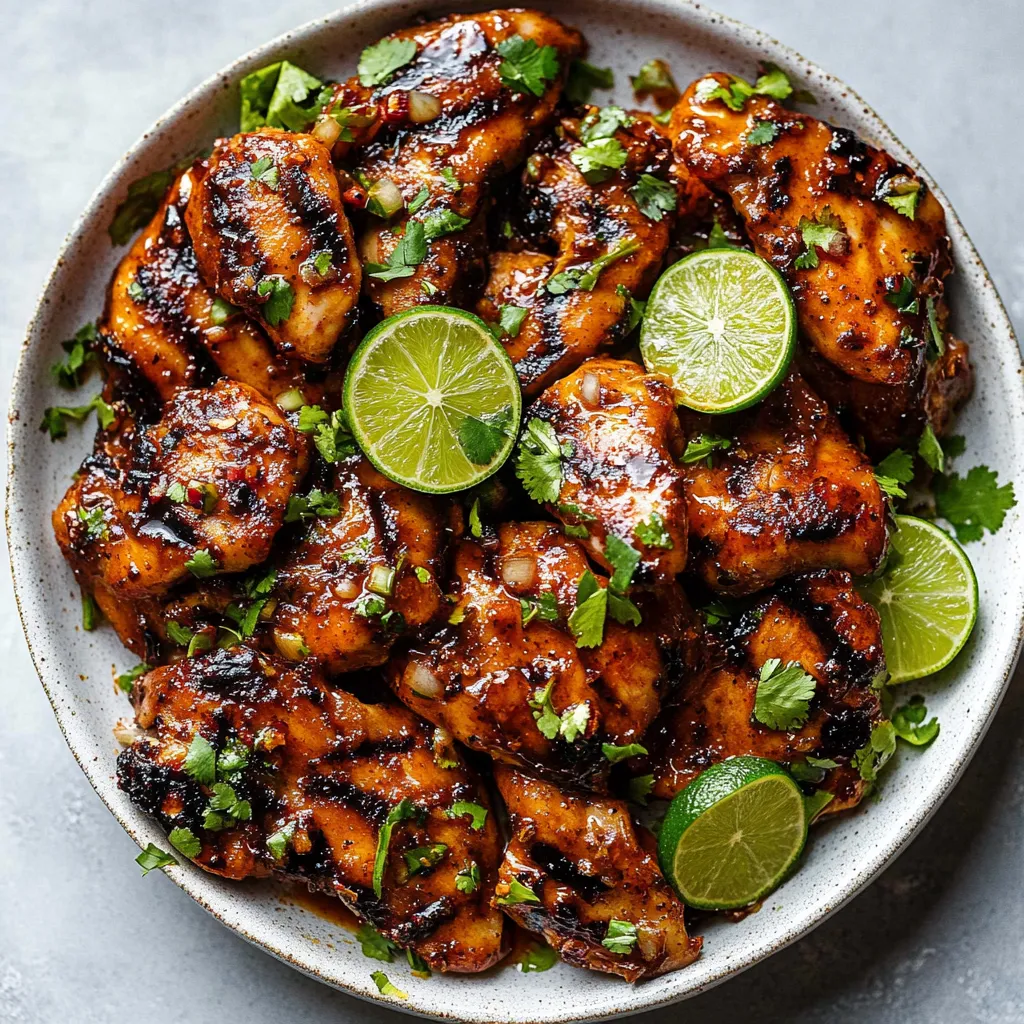 A plate of chicken with lime and chili marinade.