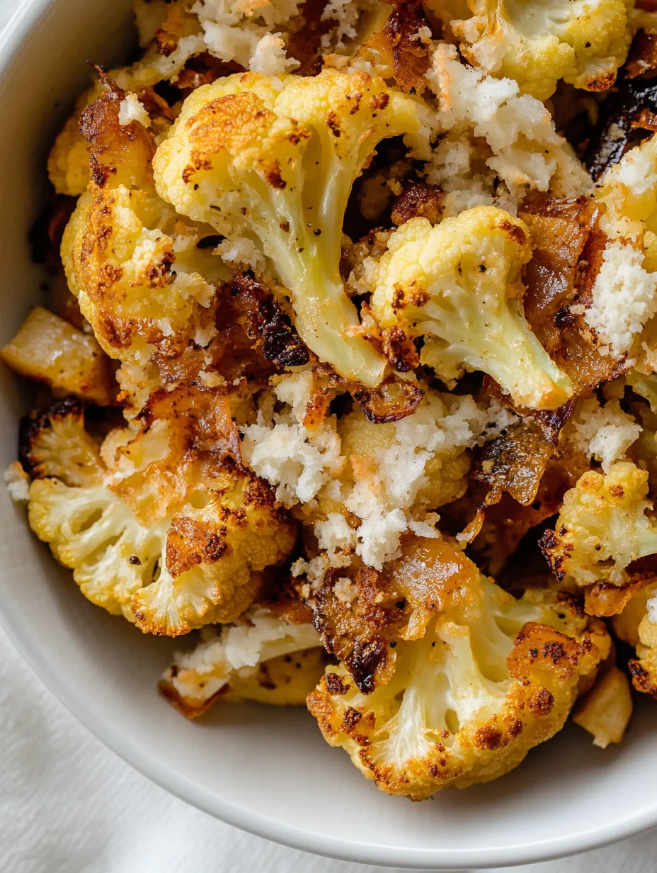 A bowl of crispy roasted cauliflower.