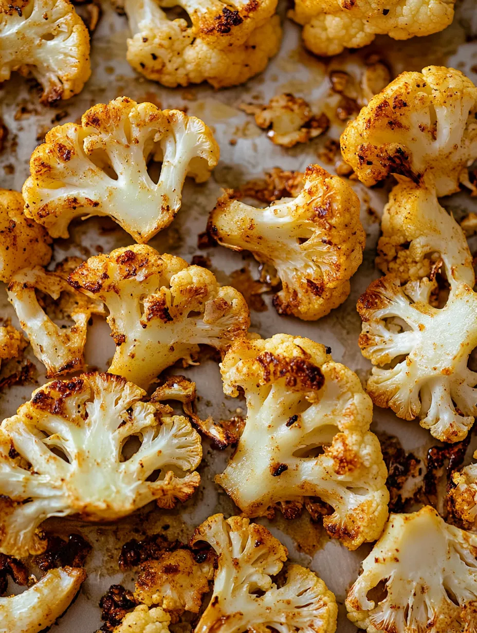 A close up of a piece of roasted cauliflower.