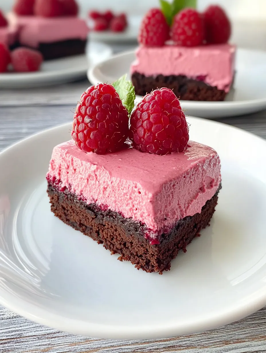 A slice of heart shaped raspberry mousse and brownies.