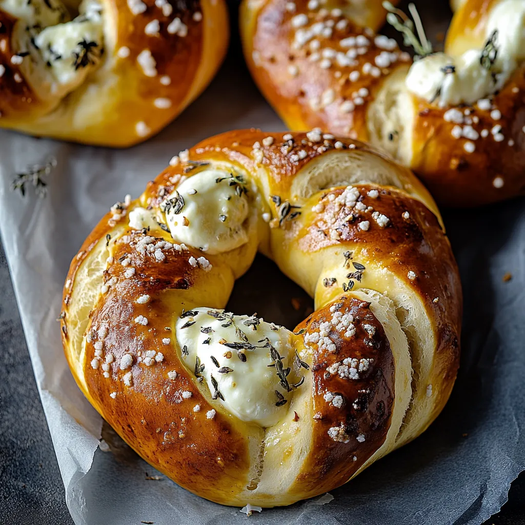 Mozzarella stuffed soft pretzels.