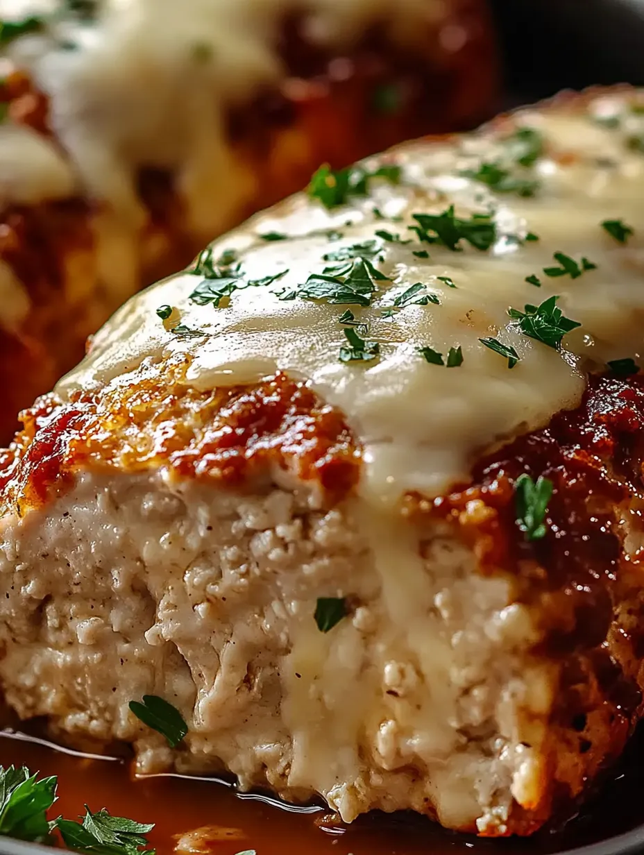 A piece of garlic parmesan chicken meatloaf.