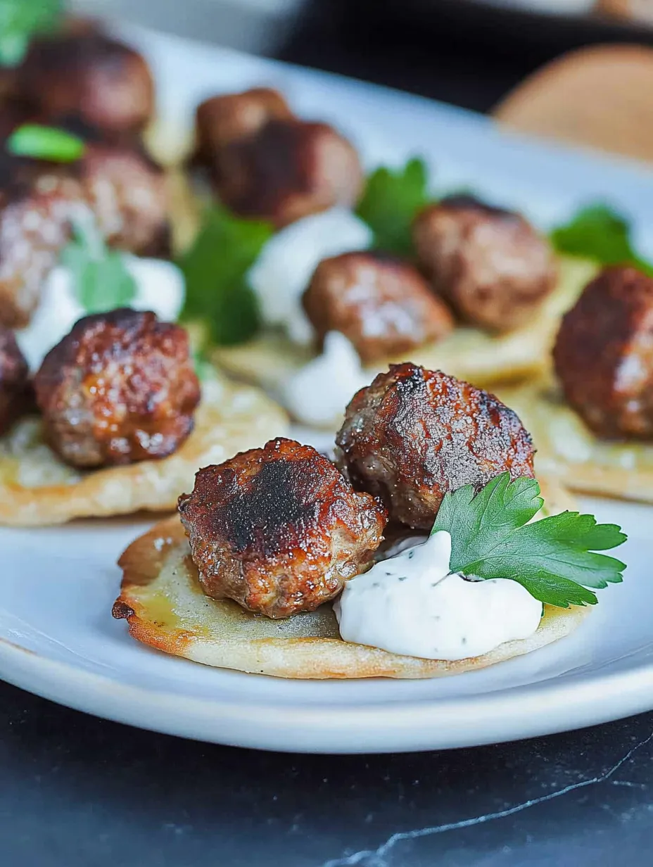 Lamb meatballs on a plate.