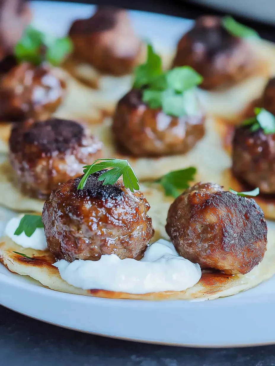Lamb meatballs on a plate.