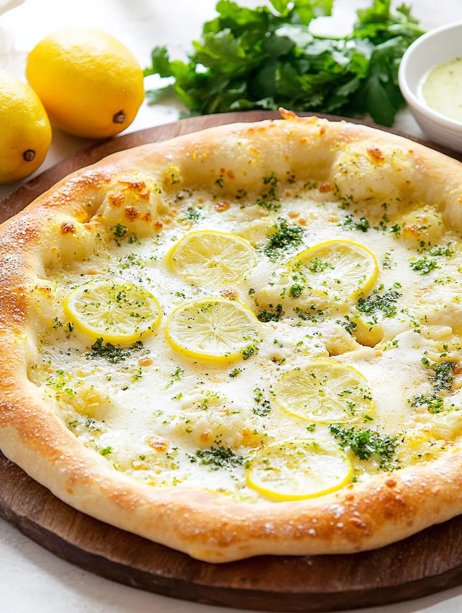 A pizza with lemon slices on top.