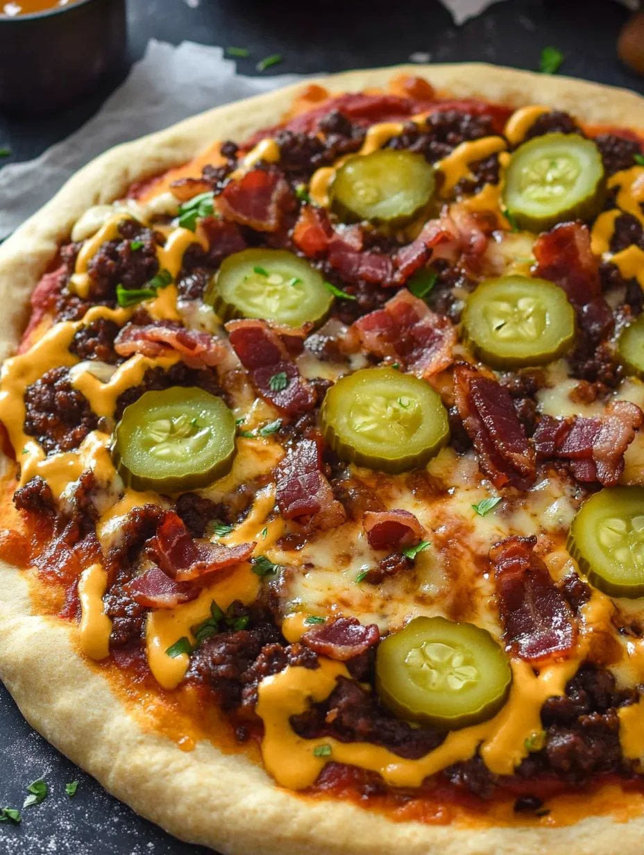 A pizza with bacon and cheese on top.