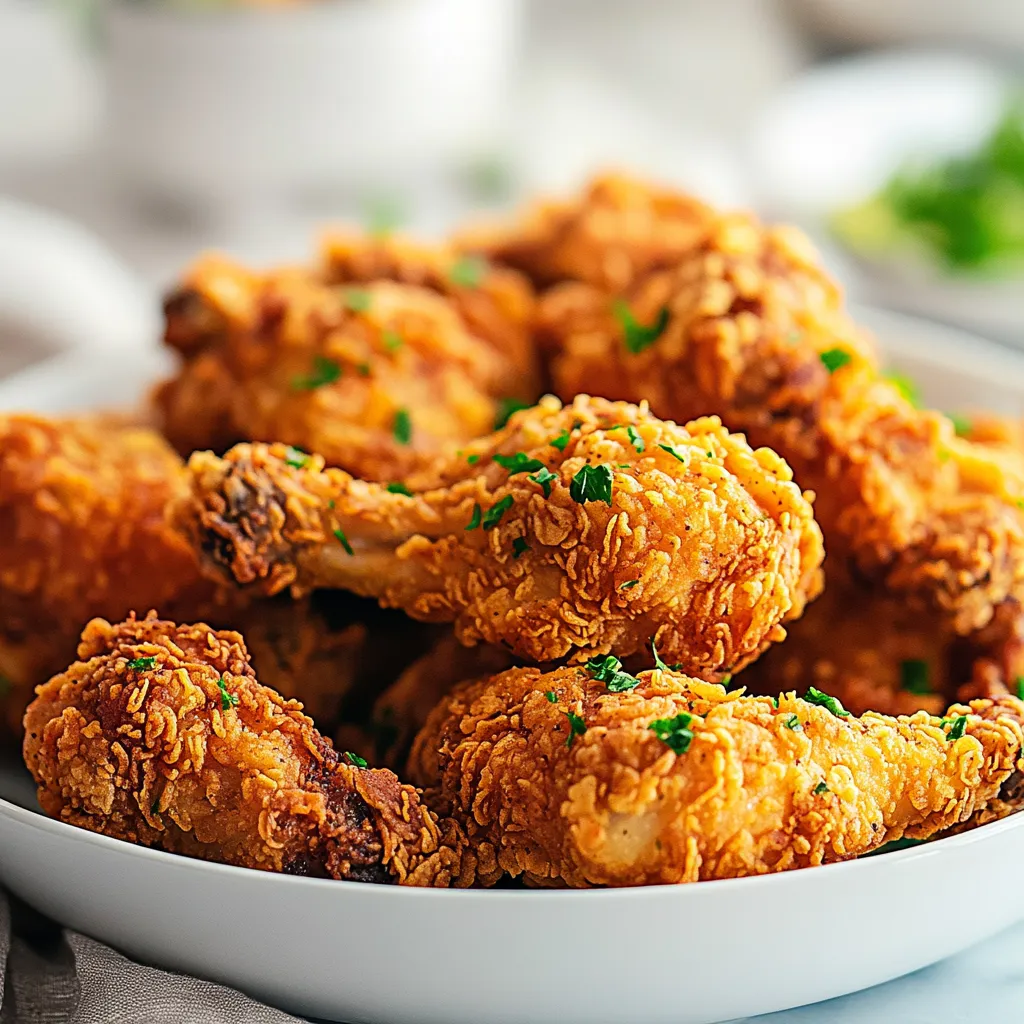 A plate of fried chicken with parsley on top.