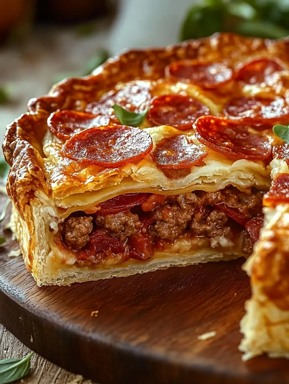A deep hamburger sausage and pepperoni pie.