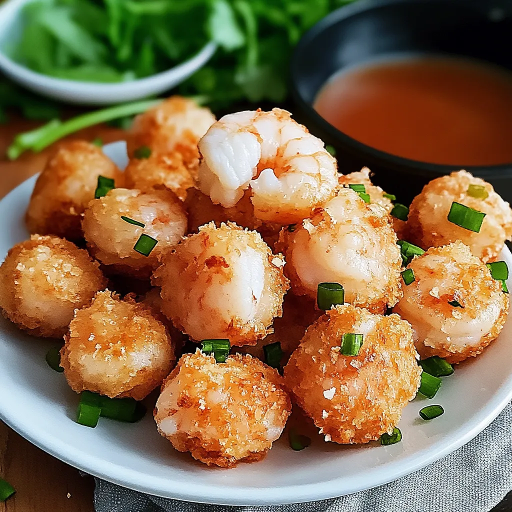 A plate of shrimp balls with a dipping sauce.