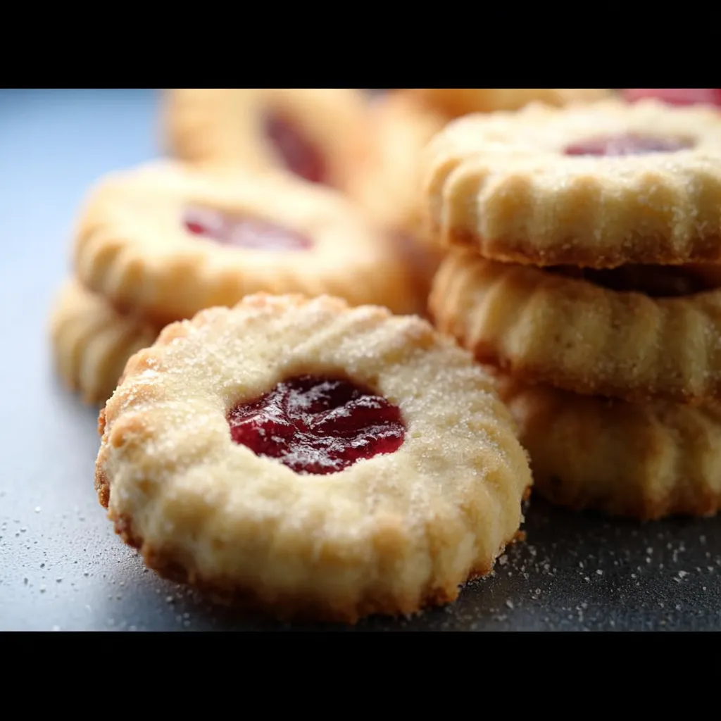 A stack of strawberry butter cookies.