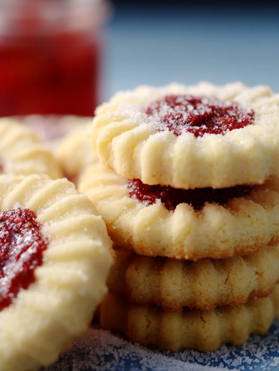 A stack of strawberry butter cookies.