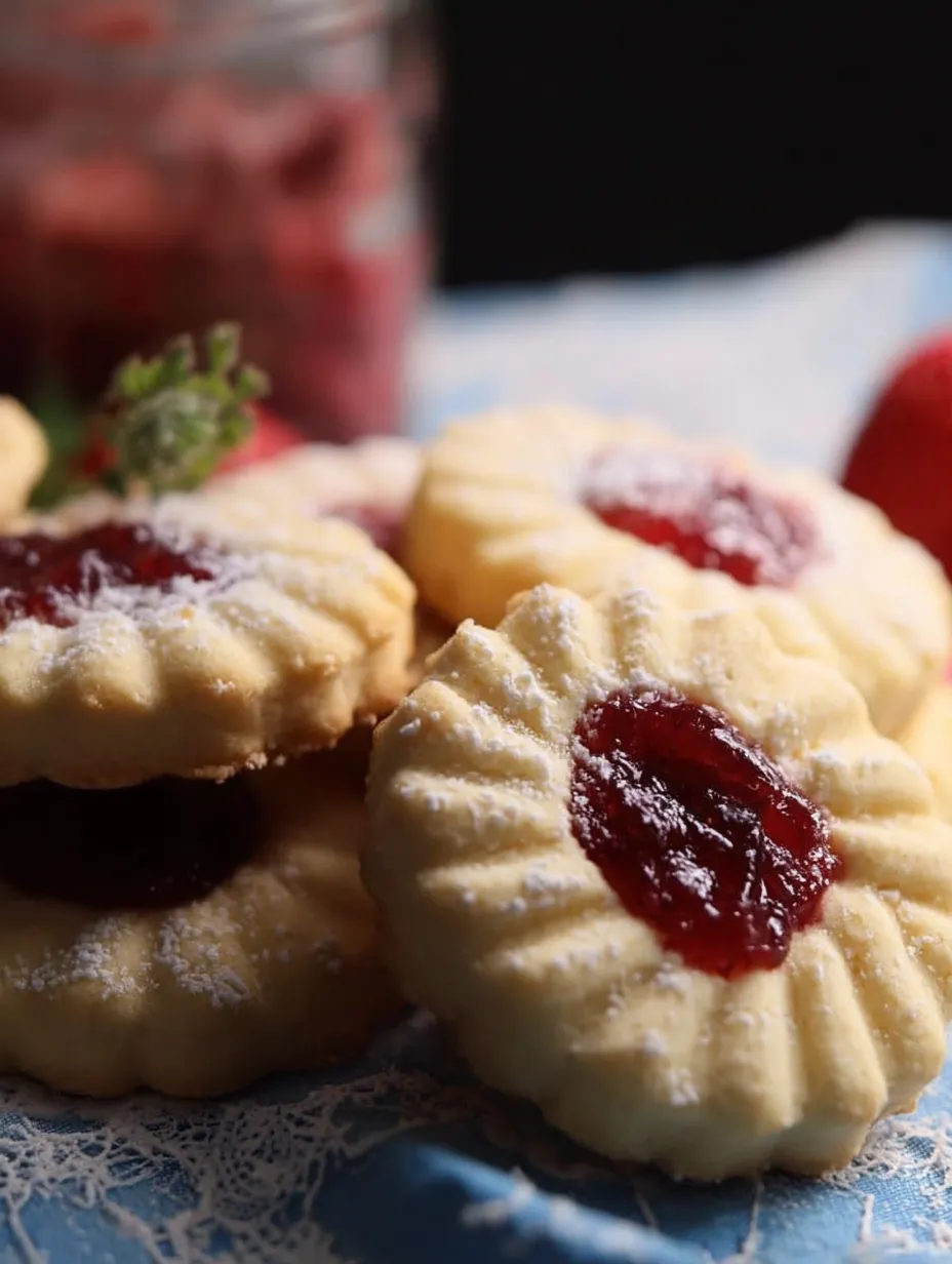 A plate of strawberry butter cookies.