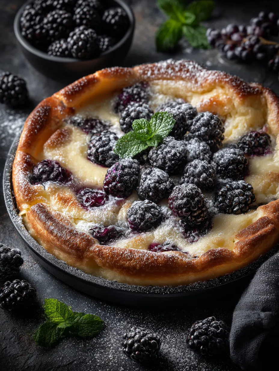A slice of blackberry clafoutis.