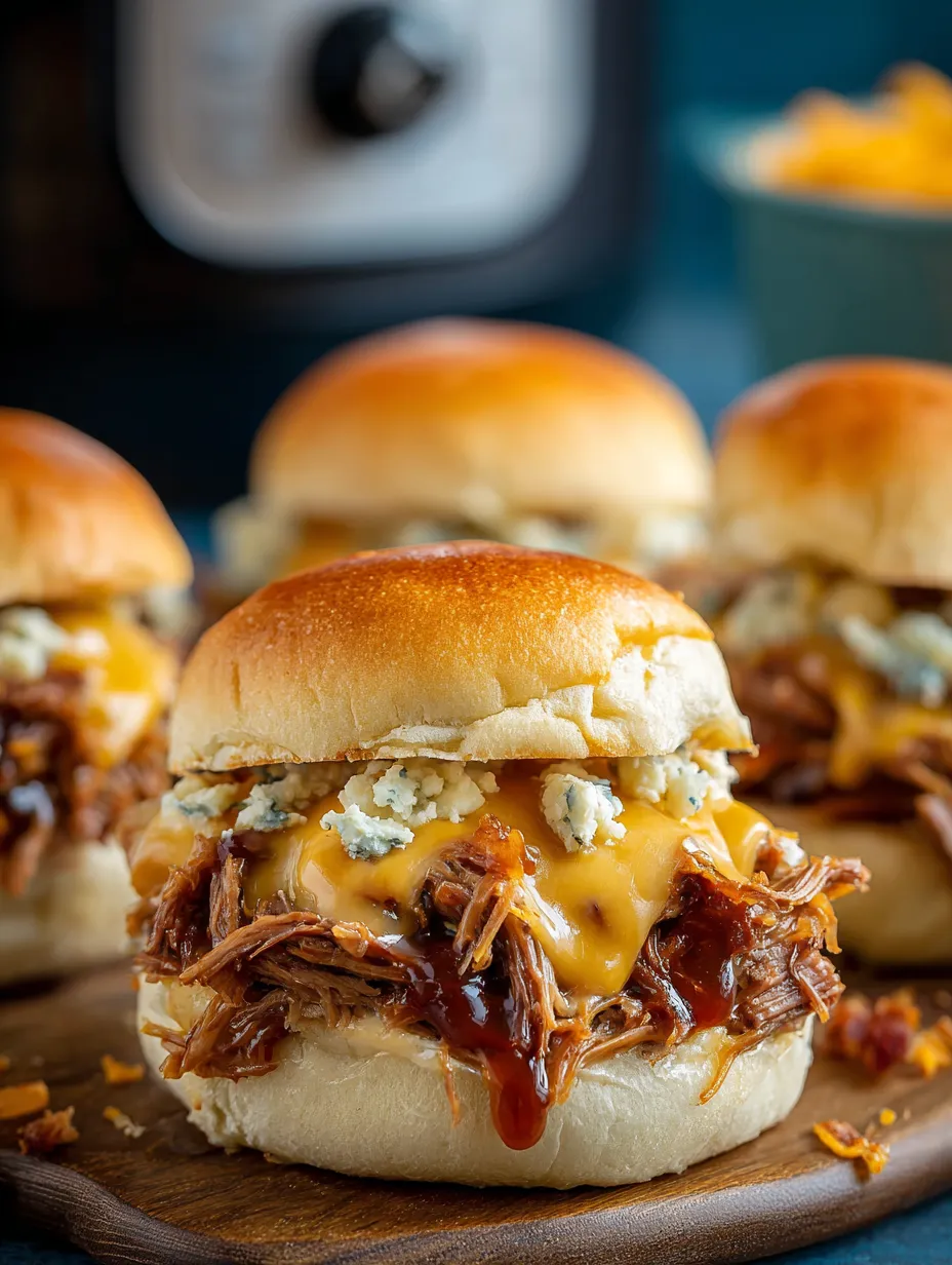 Slow Cooker Beef and Cheddar Sandwiches.