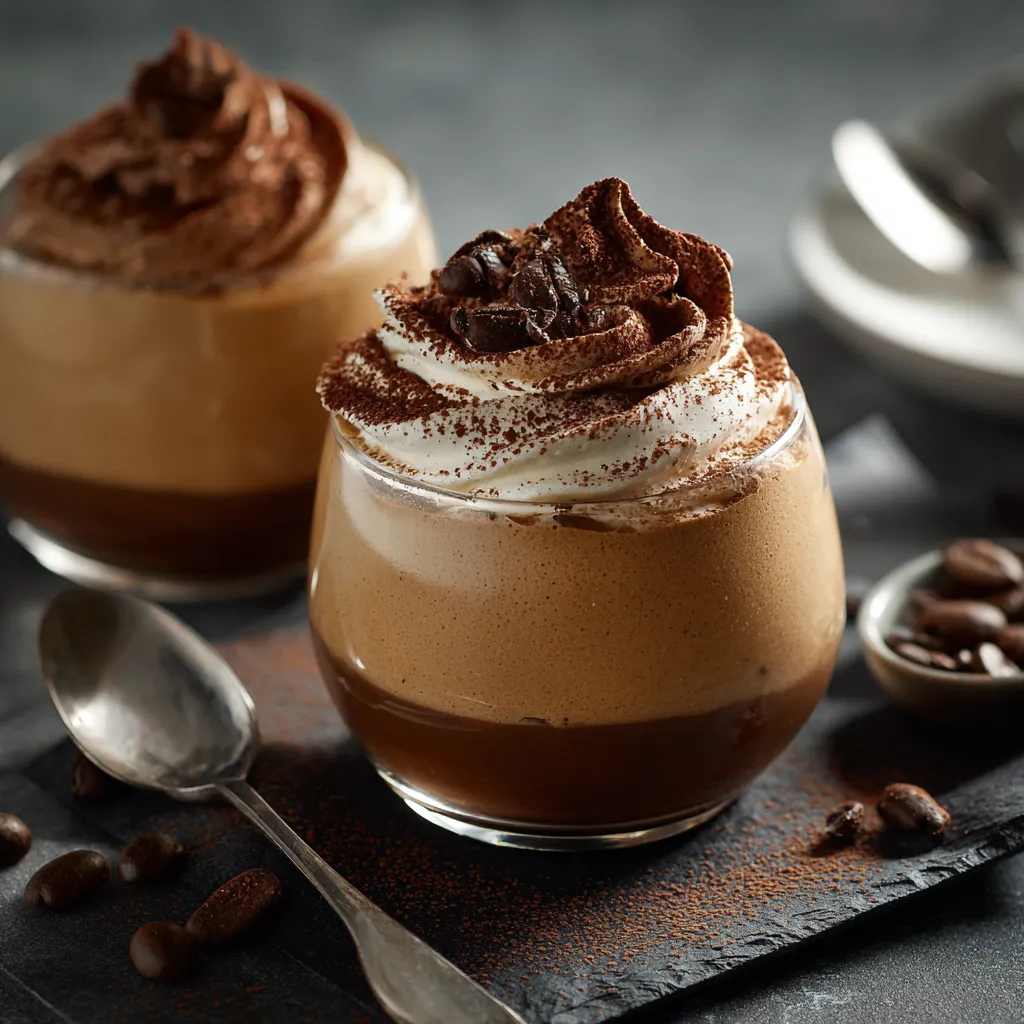 Two cups of coffee mousse.