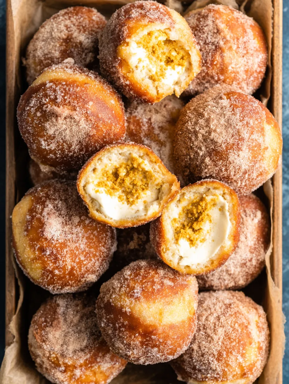 A box of pumpkin cheesecake brioche doughnuts.