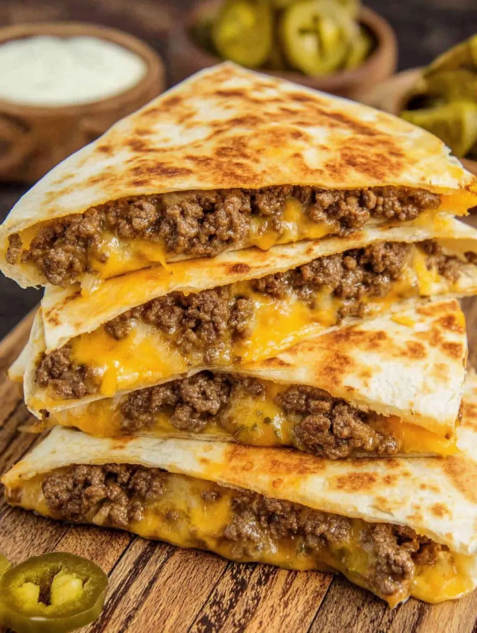 A stack of blackstone cheeseburgers.