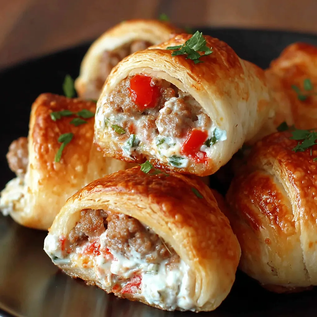 Sausage, Rotel & Cream Cheese Crescent Rolls.