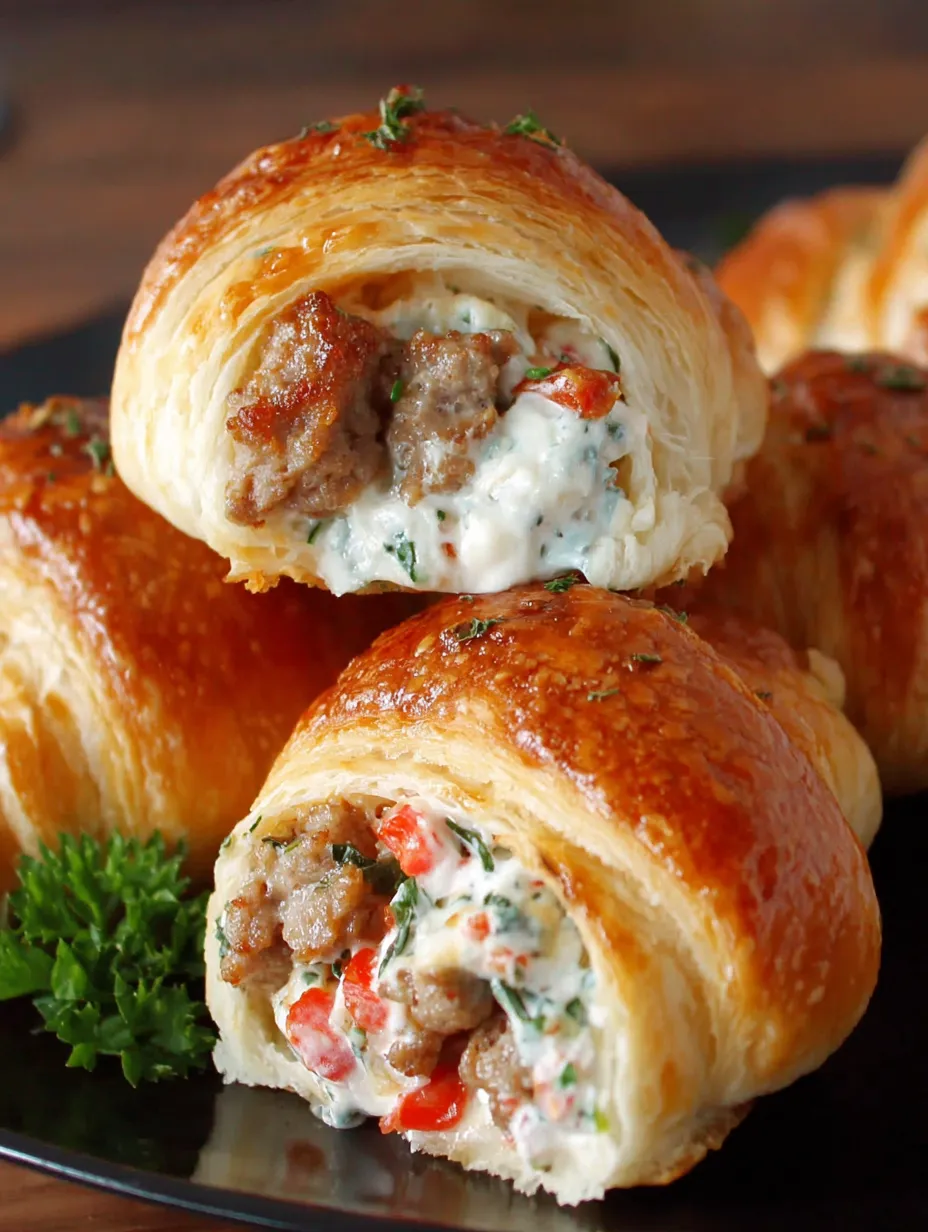 Sausage, Rotel & Cream Cheese Crescent Rolls.