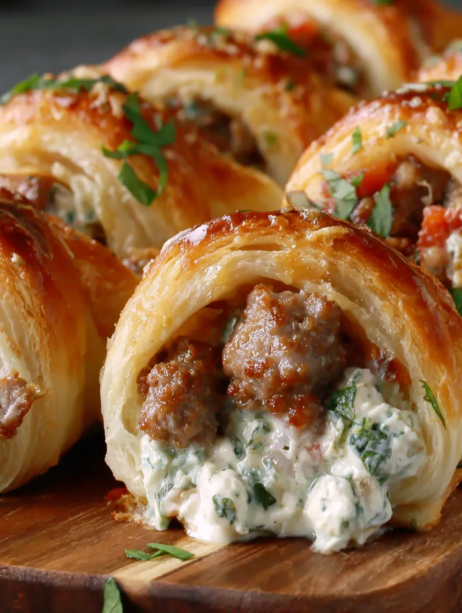 Sausage, Rotel & Cream Cheese Crescent Rolls.
