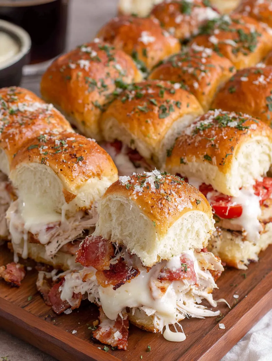 A plate of Kentucky Hot Brown Sliders.