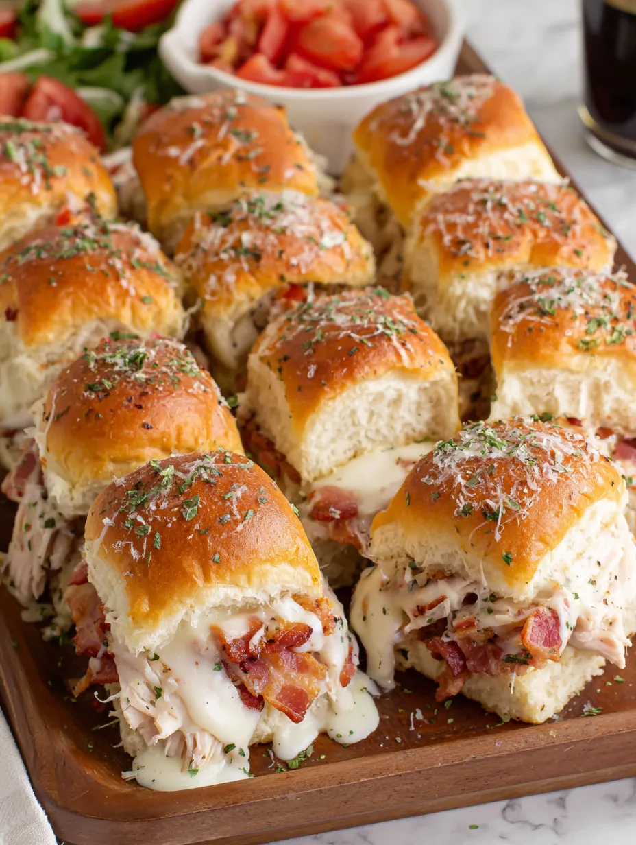 A plate of Kentucky Hot Brown Sliders.
