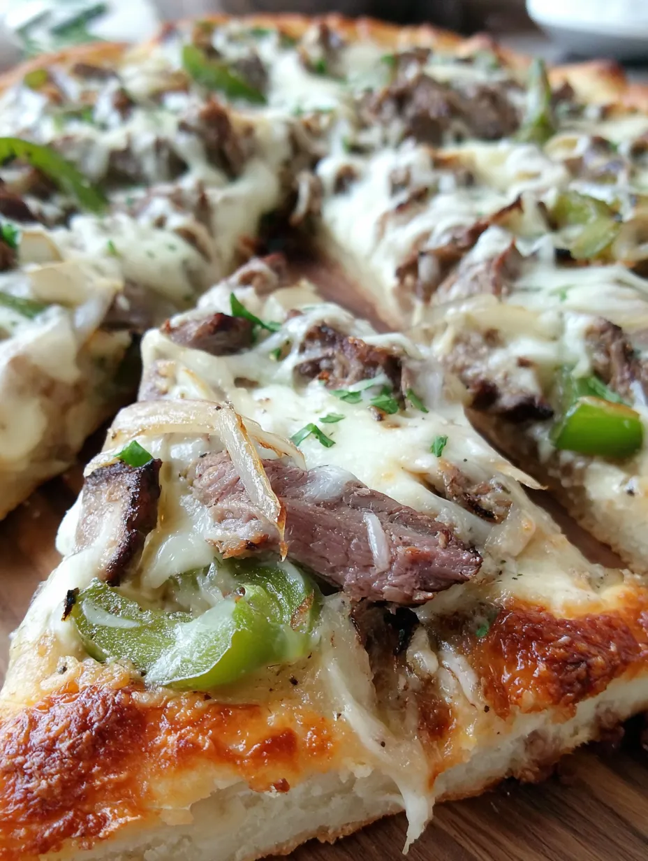A slice of cheesesteak pizza with peppers.